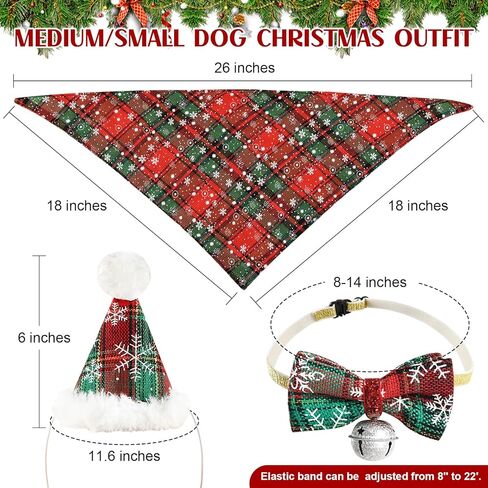 3 قطع عيد الميلاد الكلب سانتا قبعة، 2023 قبعة عيد الميلاد الكلب مع باندانا وربطة عنق قابل للتعديل دائم الكلب حيوان أليف عيد الميلاد زي الزي عطلة سانتا قبعة عيد الميلاد هدية لمتوسط ​​صغير الكلب القط الحيوانات الأليفة in Kuwait