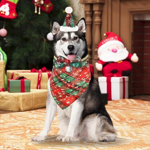 3 قطع عيد الميلاد الكلب سانتا قبعة، 2023 قبعة عيد الميلاد الكلب مع باندانا وربطة عنق قابل للتعديل دائم الكلب حيوان أليف عيد الميلاد زي الزي عطلة سانتا قبعة عيد الميلاد هدية لمتوسط ​​صغير الكلب القط الحيوانات الأليفة in Kuwait