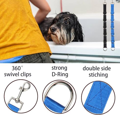 Dog Grooming Loops Extension Strap 2 PCS 6 D-Ring Dogs Grooming Table Arm Extender Straps Groom Restranit Noose Leash Quick Release Loop for Pets Salon (Purple & Green) in Kuwait