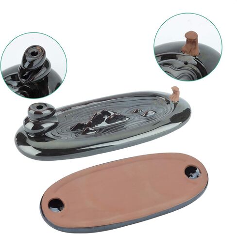 حامل عصا بخور من السيراميك من أوبسآرت، مبخرة مخروط بتدفق السواد اليدوية ، صينية ديكور متينة لمسك الرماد لليوجا والتأمل والاسترخاء في المنتجع الصحي (7 بوصة في الطول) in Kuwait