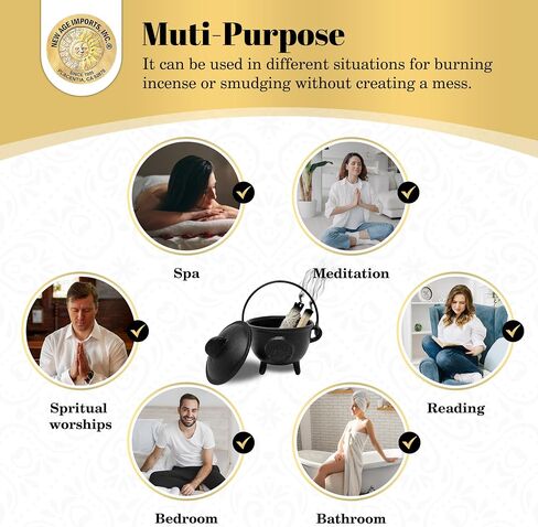 New Age Imports, Inc. مرجل شجرة الحياة من الحديد الزهر مع مقبض وغطاء، مثالي للتلطخ، وحرق البخور، والغرض الطقوسي، والديكور، وتزيين الهالوين، وحامل الشموع، وما إلى ذلك (شجرة الحياة - BR94) in Kuwait