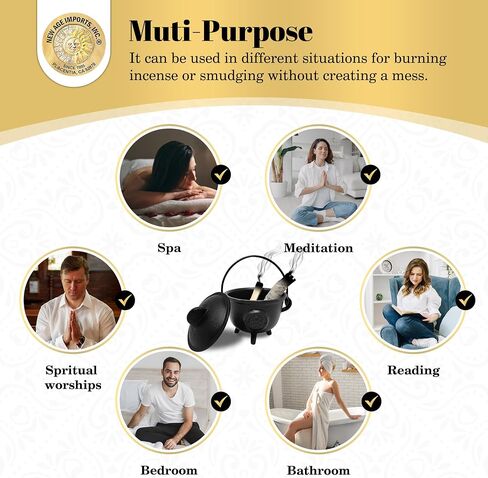 New Age Imports, Inc. مرجل شجرة الحياة من الحديد الزهر مع مقبض وغطاء، مثالي للتلطخ، وحرق البخور، والغرض الطقوسي، والديكور، وتزيين الهالوين، وحامل الشموع، وما إلى ذلك (شجرة الحياة - BR94) in Kuwait
