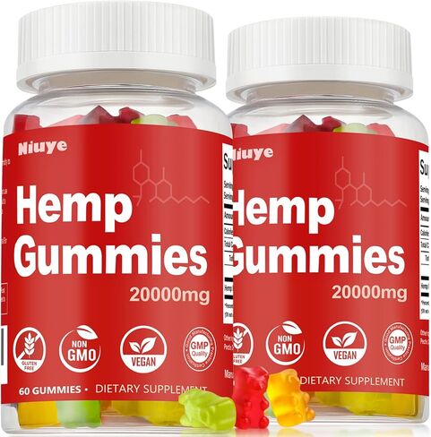 عبوتان من صمغ القنب بقوة إضافية - فعالية عالية 20.000 مجم - غنية بأوميجا 3-6-9 ومملوءة بزيت القنب - تم اختبارها من قبل طرف ثالث - صنع في الولايات المتحدة الأمريكية in Kuwait