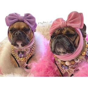 CheeseandU 2Pack Pet Cute Large Bow Headbands Stretchy Bow Headgear Polyester Bow Headdress Handmade Head Cover for Dog Cat Puppy Bathroom Apparel Party Costume Photo Prop(Pink, Purple) in Saudi Arabia