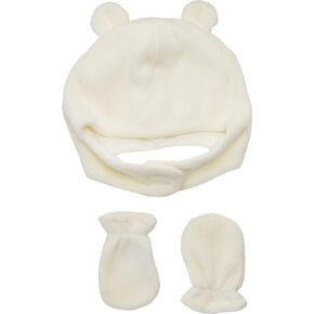 Luvable Friends baby-girls Beary Cozy Hat and Mitten Set