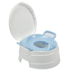 (كرسي تعليم الحمام الكامل ودرج خطوات) - بريمو 4 في 1 للتدريب وكرسي للقدمين، مع مقعد أزرق، أبيض in Kuwait