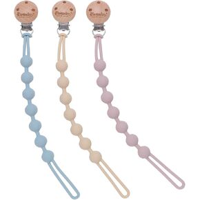 Kitastico Baby Pacifier Clips, 3 Pack Silicone Pacifier Holder for Boy&Girl, Snowflakes and Cedars Wooden Clip in Saudi Arabia