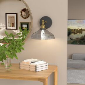 LIGHTINN Wall Sconces Set of 2, Vintage Wall Light Fixtures with Brushed Bronze Texture and Cyan Oil Mimeograph Glass Lampshade,110Volt AC Hardwired Sconce Wall Lighting in Saudi Arabia
