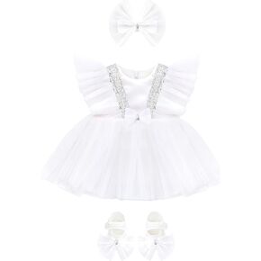Lilax Baby Girl Sequins Tulle Dress, Gift Set with Headband and Shoes