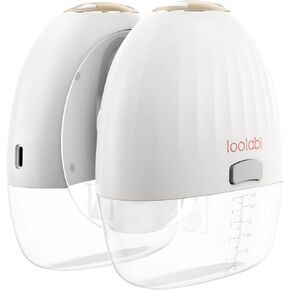 Wearable Breast Pump 24mm, loolabi 【1/3 Slimmer, Milk Container with Lid】 4 Modes 9 Levels Portable Electric Breast Pump with 16/18/ 20/22 mm Flange, Bra Buckle, Storage Bag for On-The-Go 2 Pack in Kuwait