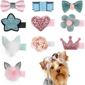10 Pcs Dog Hair Clips Small Dog Hair Bows Cute Dog Hair Grooming Accessories Girls Puppies Hair Barrettes Flower Crown Hairpin Cat Topknot Pet Headdress Dog Grooming Bowknot for Kitten Pet Small Dog