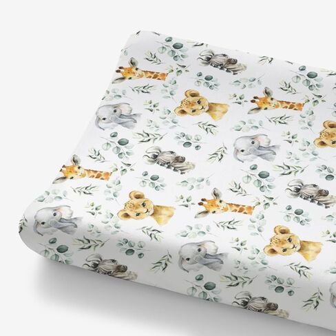 HawSkgFub Jungle Safari American Rainforest Animal Changing Pad Cover Baby Boys, Elephant Lion Tiger Giraffe Sloth Zebra Hippo Star Diaper Change Table Sheet, Safe Snug Fitted Changing Mat 32/34 x 16 in Kuwait