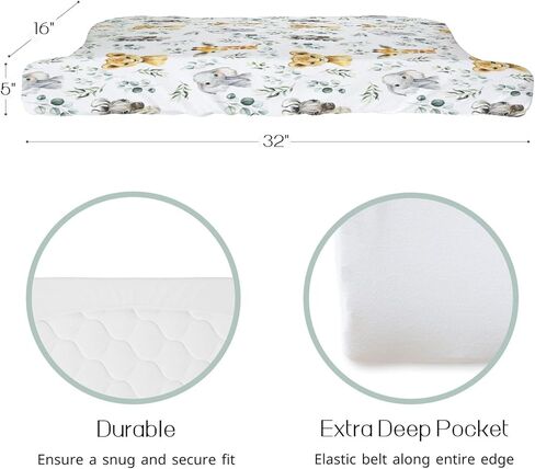 HawSkgFub Jungle Safari American Rainforest Animal Changing Pad Cover Baby Boys, Elephant Lion Tiger Giraffe Sloth Zebra Hippo Star Diaper Change Table Sheet, Safe Snug Fitted Changing Mat 32/34 x 16 in Kuwait