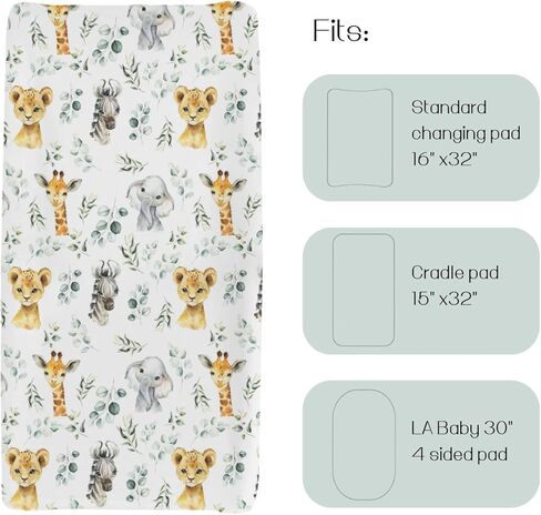 HawSkgFub Jungle Safari American Rainforest Animal Changing Pad Cover Baby Boys, Elephant Lion Tiger Giraffe Sloth Zebra Hippo Star Diaper Change Table Sheet, Safe Snug Fitted Changing Mat 32/34 x 16 in Kuwait