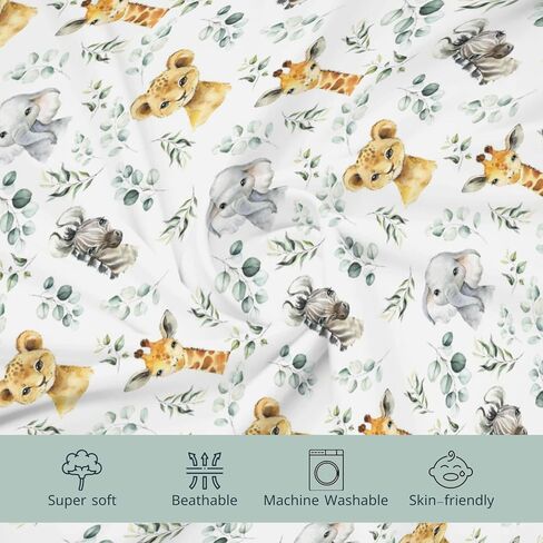 HawSkgFub Jungle Safari American Rainforest Animal Changing Pad Cover Baby Boys, Elephant Lion Tiger Giraffe Sloth Zebra Hippo Star Diaper Change Table Sheet, Safe Snug Fitted Changing Mat 32/34 x 16 in Kuwait