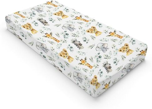 HawSkgFub Jungle Safari American Rainforest Animal Changing Pad Cover Baby Boys, Elephant Lion Tiger Giraffe Sloth Zebra Hippo Star Diaper Change Table Sheet, Safe Snug Fitted Changing Mat 32/34 x 16 in Kuwait