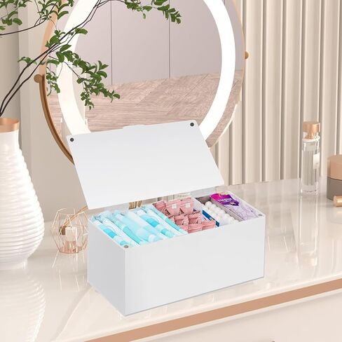 حاوية تخزين المناديل الصحية من الاكريليك، منظم الوسادات والسدادات القطنية لفترة الدورة الشهرية، موزع المناديل الصحية، صندوق تخزين الوسادات الصحية للنساء والفتيات المراهقات، منظم الوسادات والسدادات in Kuwait