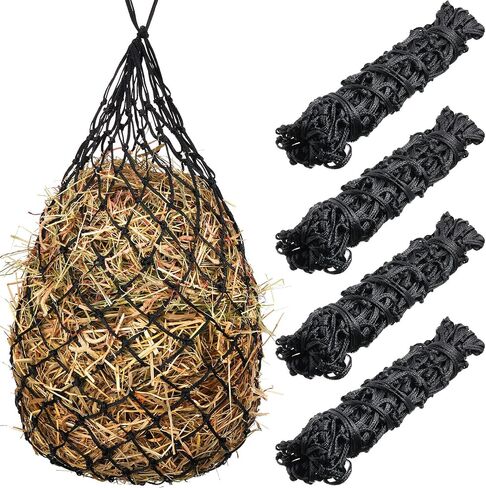 Tudomro 4 Pcs Hay Net Slow Feed Hay Bag 35 Inch Hanging Hay Feeder for Horses Small 2 x 2 Inch Holes Feeding Net Hanging Travel Feeder for Trailer and Stall, Simulates Grazing, Reduce Waste in Saudi Arabia