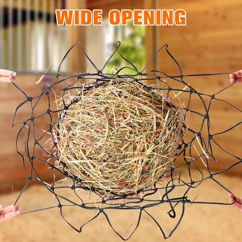 Tudomro 4 Pcs Hay Net Slow Feed Hay Bag 35 Inch Hanging Hay Feeder for Horses Small 2 x 2 Inch Holes Feeding Net Hanging Travel Feeder for Trailer and Stall, Simulates Grazing, Reduce Waste in Saudi Arabia