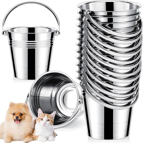 Hicarer 12 Pcs Stainless Steel Pet Bucket 1.5 Quart Heavy Duty Stainless Steel Pails Small Metal Bucket with Handles for PET Cat Puppy Food and Water Storage Milking Goats Small Animals in Saudi Arabia