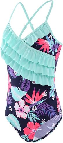 Moon Tree Girls One Piece Swimsuits Ruffle Swimwear Beach Bathing Suit 2-14 Years in Saudi Arabia