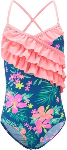 Moon Tree Girls One Piece Swimsuits Ruffle Swimwear Beach Bathing Suit 2-14 Years in Saudi Arabia