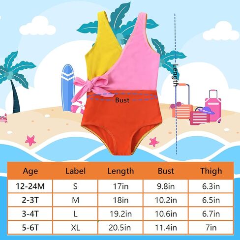 بدلة سباحة YIRONGWANG للفتيات الصغيرات، ملابس سباحة للفتيات الصغيرات قطعة واحدة بعقدة صيفية UPF50+ بدلة استحمام للشاطئ 12M-6Years in Kuwait