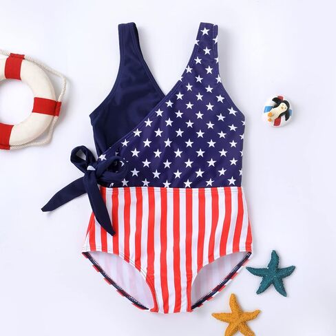 بدلة سباحة YIRONGWANG للفتيات الصغيرات، ملابس سباحة للفتيات الصغيرات قطعة واحدة بعقدة صيفية UPF50+ بدلة استحمام للشاطئ 12M-6Years in Kuwait