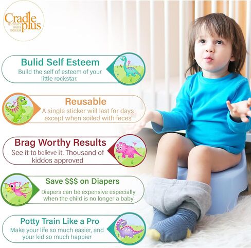 Magic Potty Training Stickers Pack - Potty Training Seat Magic Sticker | Girl Dinosaur Toddler Potty Training Toilet Sticker | 5Pack w/Potty Reward eBook | Use w/or W/Out Potty Chart or Watch in Kuwait