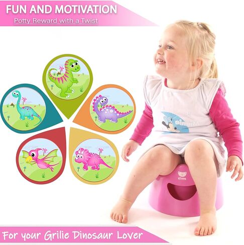 Magic Potty Training Stickers Pack - Potty Training Seat Magic Sticker | Girl Dinosaur Toddler Potty Training Toilet Sticker | 5Pack w/Potty Reward eBook | Use w/or W/Out Potty Chart or Watch in Kuwait
