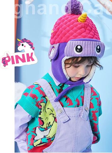 قبعة IIG Baby Kids Earflap Winter Trapper قبعة صغيرة على شكل ديناصور حيوانات كرتونية للأولاد والبنات in Kuwait