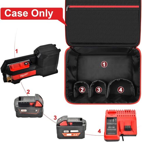 Peciue Air Compressor Bag Compatible with Milwaukee 2771-20 M18 Transfer Pump, Water Pump Holder for Drill Electric Vaccum Cordless Pressure Washer, Carrying Box for Battery Pack and More (Case Only) in Kuwait