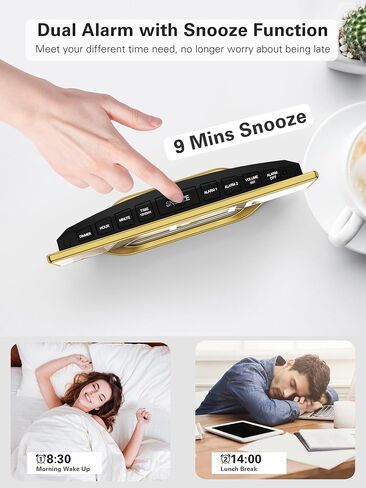 ساعات منبه رقمية لغرف النوم، ساعات إلكترونية مرآة LED مقاس 8.7 بوصة مع منفذي شاحن USB، 7 مستويات سطوع وحجم منبه، منبه مزدوج، قيلولة بعد الظهر، 12/24 ساعة، ساعة مكتب حديثة للمكتب المنزلي بجوار السرير in Kuwait