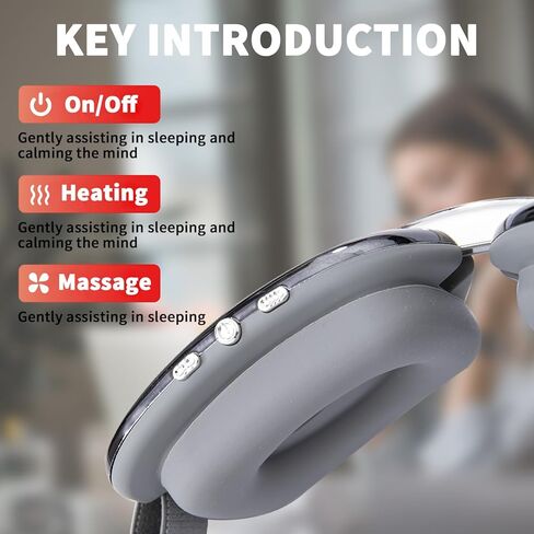 مدلك العين، قناع تدليك العين الساخن مع نافذة رؤية واهتزاز، الاسترخاء وتقليل إجهاد العين والهالات السوداء واكياس العين الجافة لتحسين النوم in Kuwait