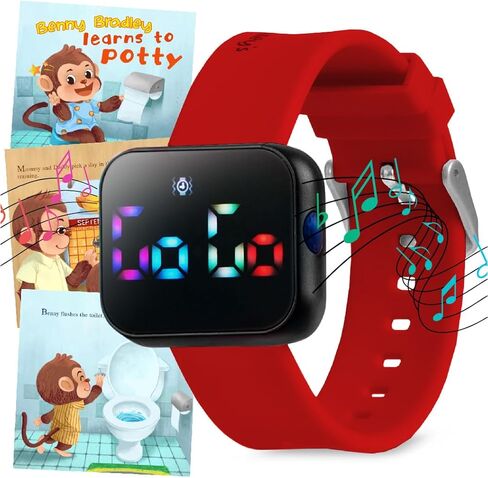 Potty Training Watch for Kids V2 – A Water Resistant Potty Reminder Device for Boys & Girls to Train Your Toddler with Fun/Musical & Vibration Interval Reminder with Potty Training eBook (Navy) in Kuwait