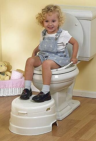 (كرسي تعليم الحمام الكامل ودرج خطوات) - بريمو 4 في 1 للتدريب وكرسي للقدمين، مع مقعد أزرق، أبيض in Kuwait