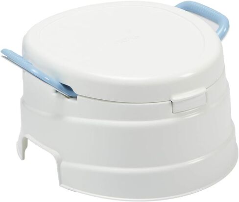 (كرسي تعليم الحمام الكامل ودرج خطوات) - بريمو 4 في 1 للتدريب وكرسي للقدمين، مع مقعد أزرق، أبيض in Kuwait