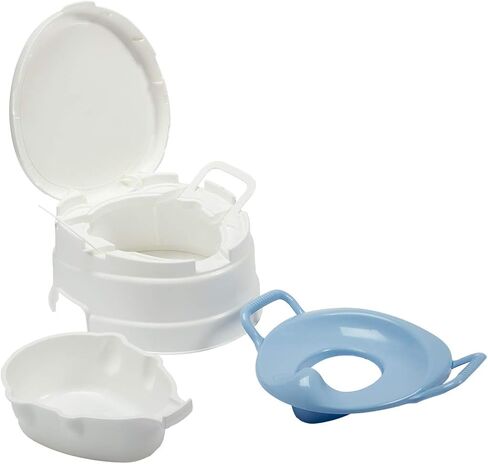 (كرسي تعليم الحمام الكامل ودرج خطوات) - بريمو 4 في 1 للتدريب وكرسي للقدمين، مع مقعد أزرق، أبيض in Kuwait