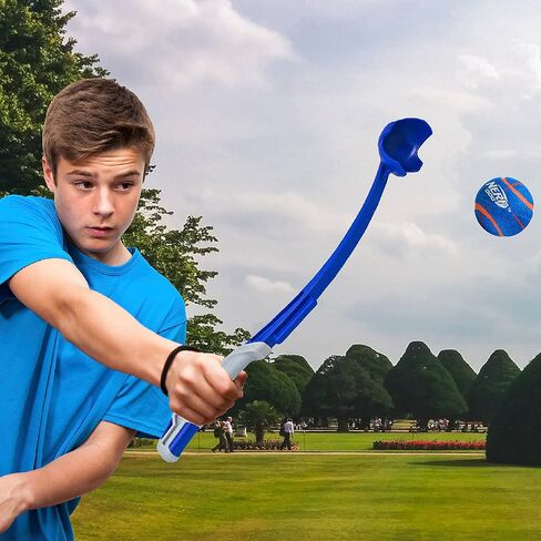 Nerf Dog 25in Translucent Air Strike Thrower, Dog Toy Gift Set with Five 2.5in Balls, Lightweight, Durable and Water Resistant, for Small/Medium/Large Breeds in Kuwait