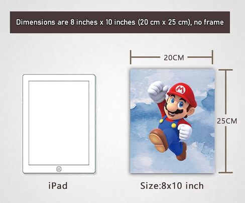 مجموعة لوحات فنية مطبوعة من سوبر ماريو لتزيين غرفة الالعاب واعياد الميلاد مكونة من 4 قطع (صورة قماشية 8 انش × 10 انش)، بدون اطار in Kuwait