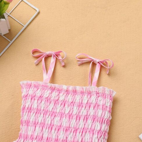 Baby Girls Pink Plaid Romper Tutu Dress Sleeveless Smocked Gingham Dress Toddler Summer Outfits Princess Party Dresses in Saudi Arabia