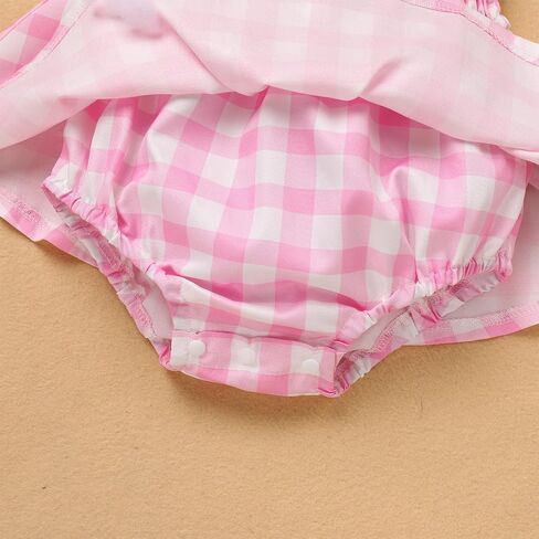 Baby Girls Pink Plaid Romper Tutu Dress Sleeveless Smocked Gingham Dress Toddler Summer Outfits Princess Party Dresses in Saudi Arabia