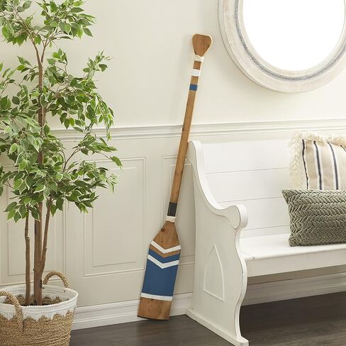 Deco 79 Wood Paddle Novelty Canoe Oar Wall Decor with Arrow and Stripe Patterns, 6" x 2" x 61", White in Kuwait