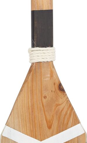 Deco 79 Wood Paddle Novelty Canoe Oar Wall Decor with Arrow and Stripe Patterns, 6" x 2" x 61", White in Kuwait