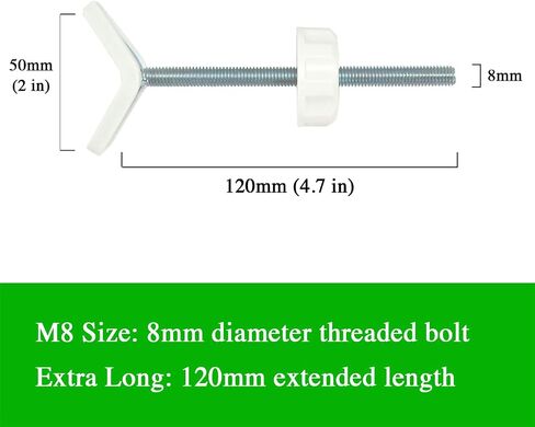 Extra Long M8 (8mm) Stair Banister Adapter Y-Spindle Rods 2 Pack for Pressure Mounted Baby and Pet Safety Gates (8mm, White) in Saudi Arabia