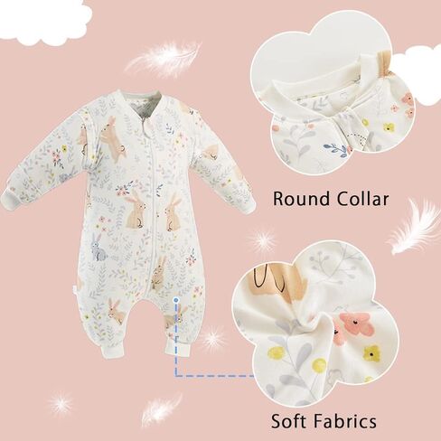 كيس نوم XIFAMNIY Tog 2.5 للشتاء للأطفال مع أقدام للمشي وحقيبة نوم طويلة الأكمام وبطانية قابلة للارتداء 6M-4T... in Kuwait