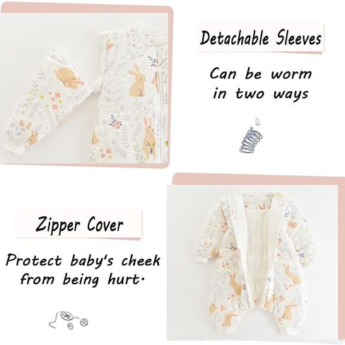 كيس نوم XIFAMNIY Tog 2.5 للشتاء للأطفال مع أقدام للمشي وحقيبة نوم طويلة الأكمام وبطانية قابلة للارتداء 6M-4T... in Kuwait