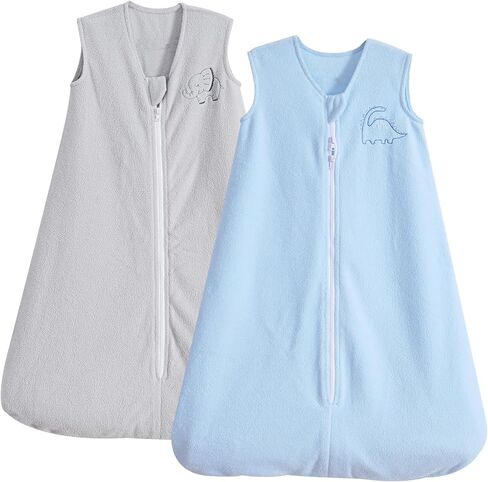 PHF Soft Micro-Fleece Baby Sleep Sack, 0-6 Months Warm Baby Wearable Blanket, 2-Way Zipper Sleeping Bags, 2 Pack Comfy Toddler Sleeping Sack for Baby Boys Girls, Small Size, Blue&Grey in Saudi Arabia