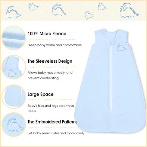 PHF Soft Micro-Fleece Baby Sleep Sack, 0-6 Months Warm Baby Wearable Blanket, 2-Way Zipper Sleeping Bags, 2 Pack Comfy Toddler Sleeping Sack for Baby Boys Girls, Small Size, Blue&Grey in Saudi Arabia