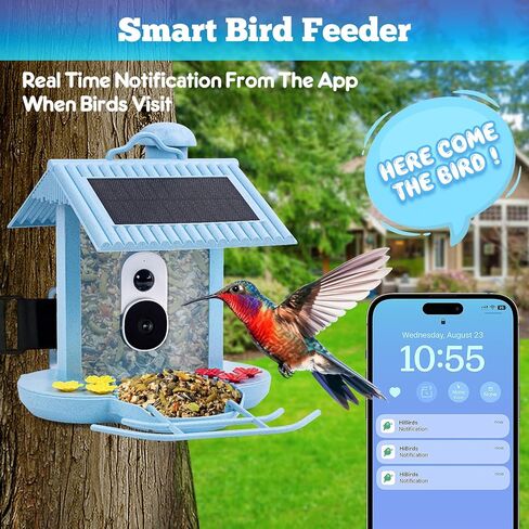 جهاز تغذية الطيور INHDBOX مع كاميرا، وحدة تغذية الطيور الذكية بسعة 128 جيجابايت مع كاميرا، وحدة تغذية الطيور في الهواء الطلق، بيت الطيور، Furbo، كاميرا تغذية الطيور النافذة، التقاط الطيور تلقائيًا وإخطارها، الذكاء الاصطناعي لتحديد أنواع الطيور in Kuwait
